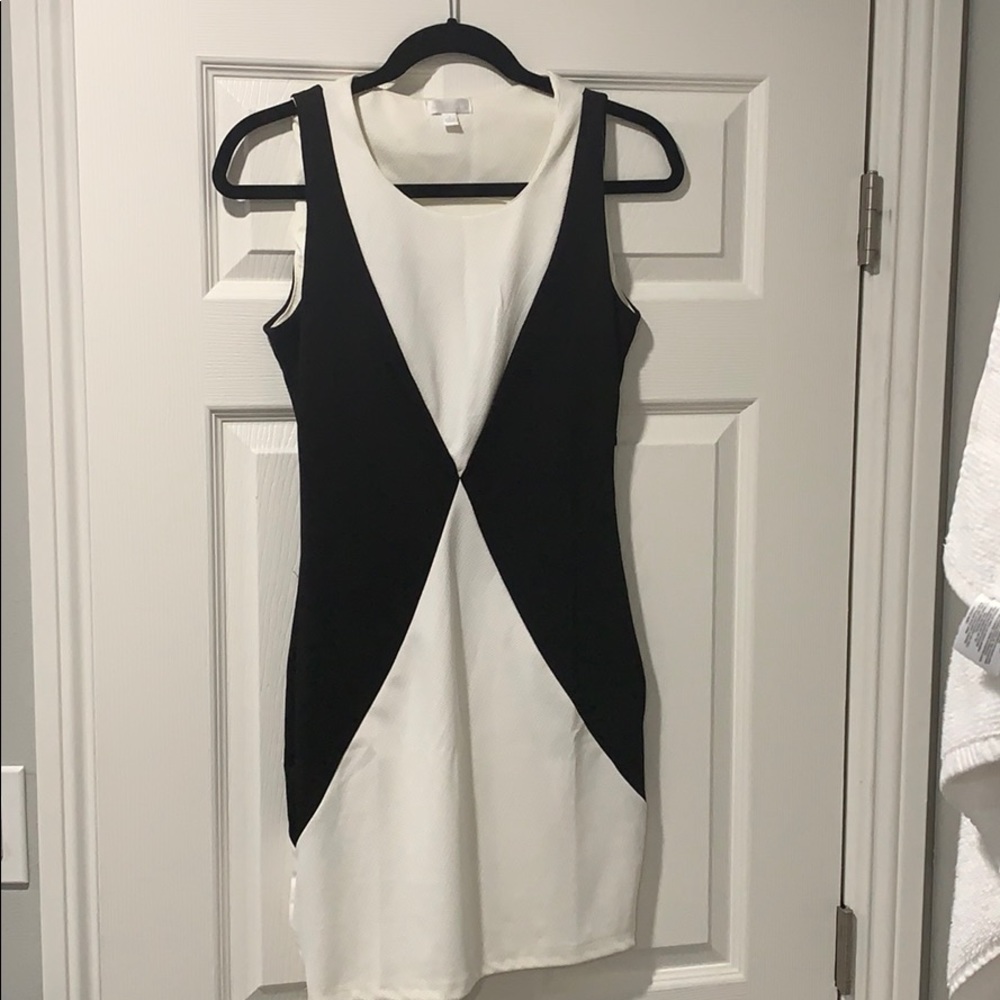 Charming Charlie black and white mini dress.